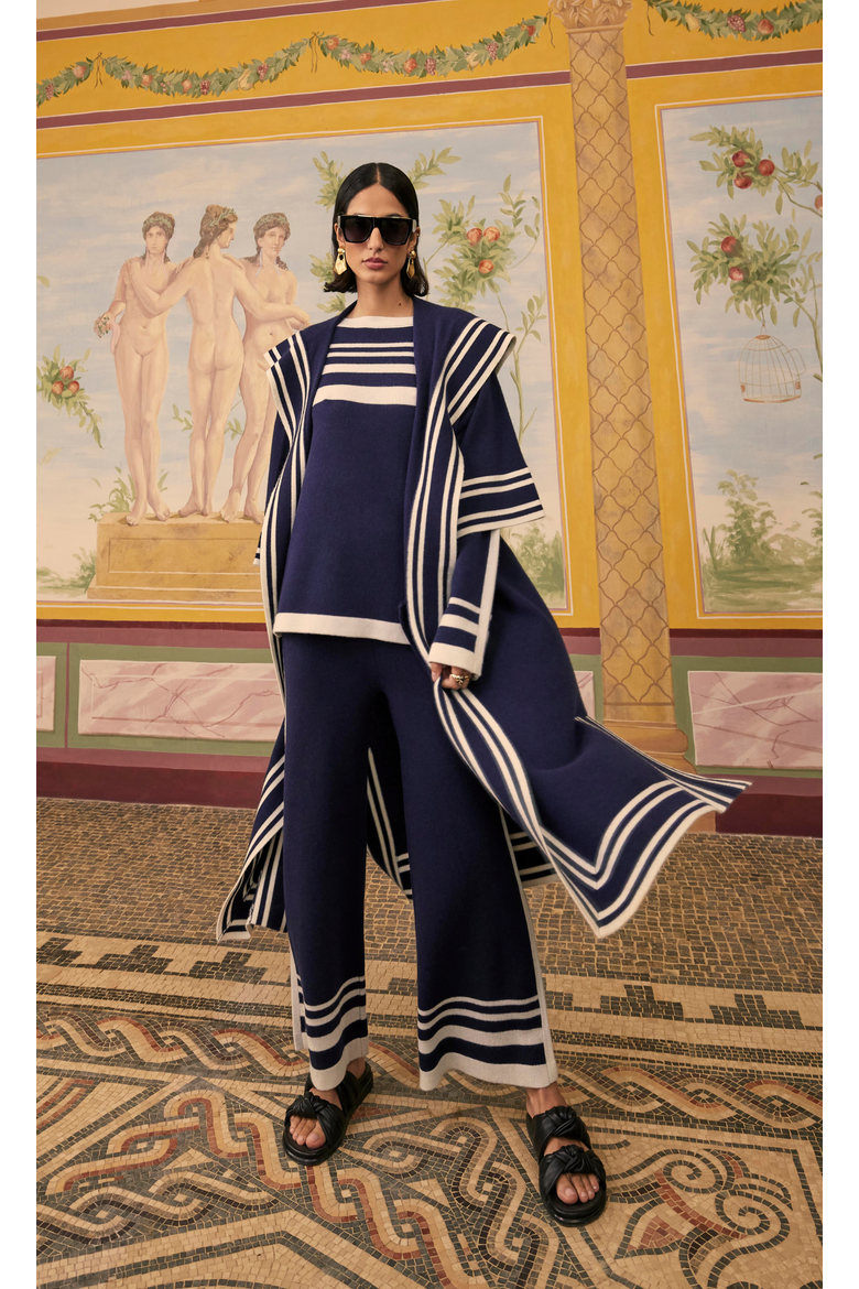 Bretton Knit Trousers, Alternate, color, Navy/Ivory