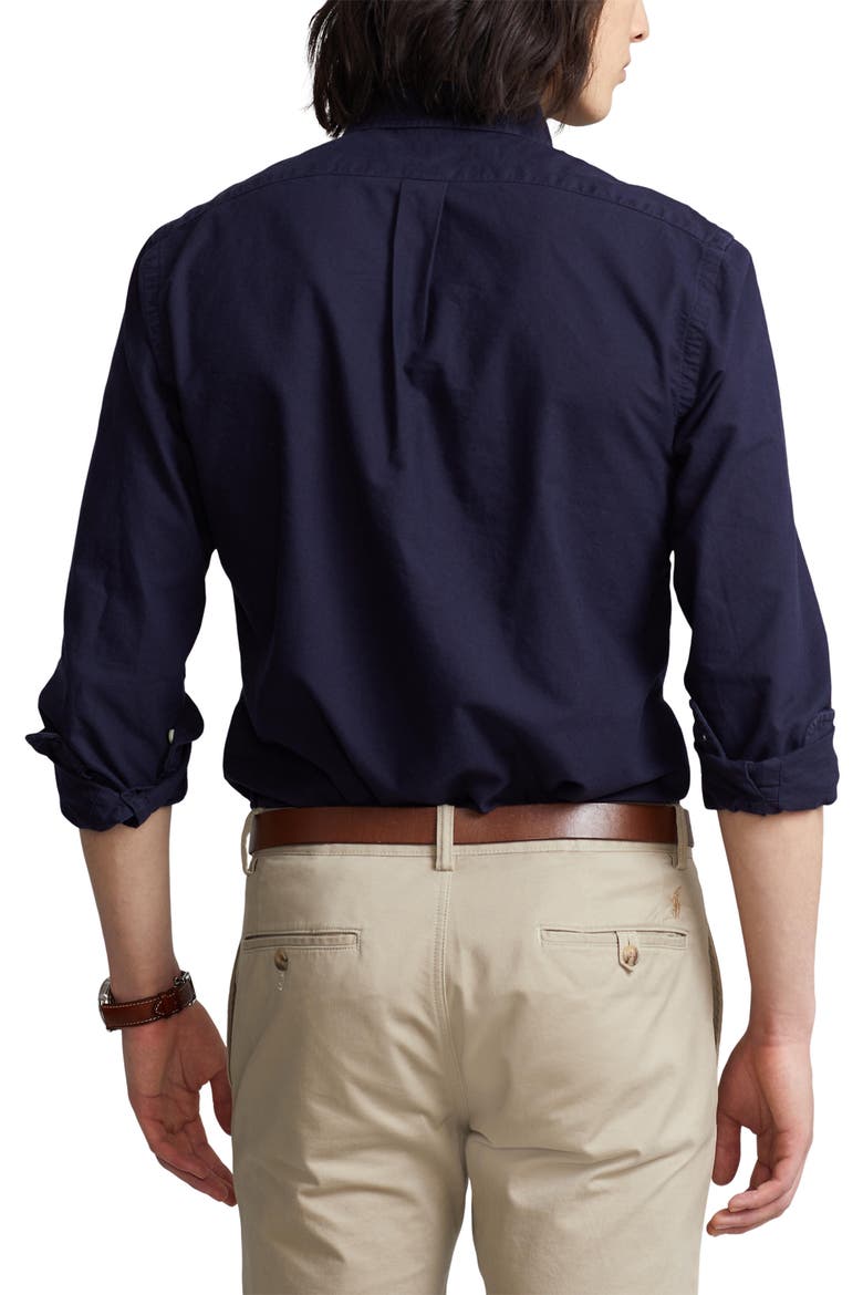 Classic Fit Garment Dyed Cotton Button-Up Shirt, Alternate, color, RL NAVY