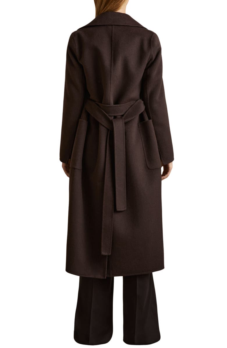 Reiss Lucia Belted Wool Blend Coat, Alternate, color, Chocolate