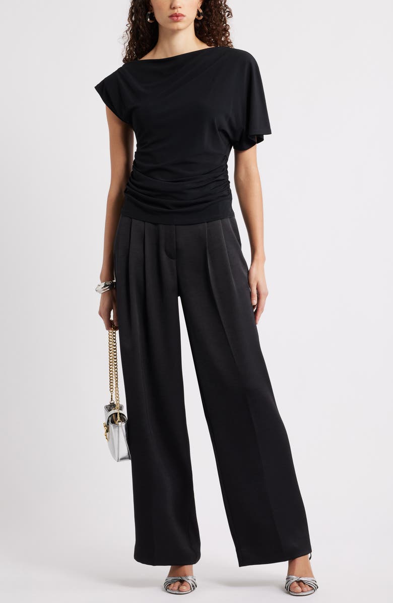 Nordstrom One Shoulder Drape Knit Top, Alternate, color, Black