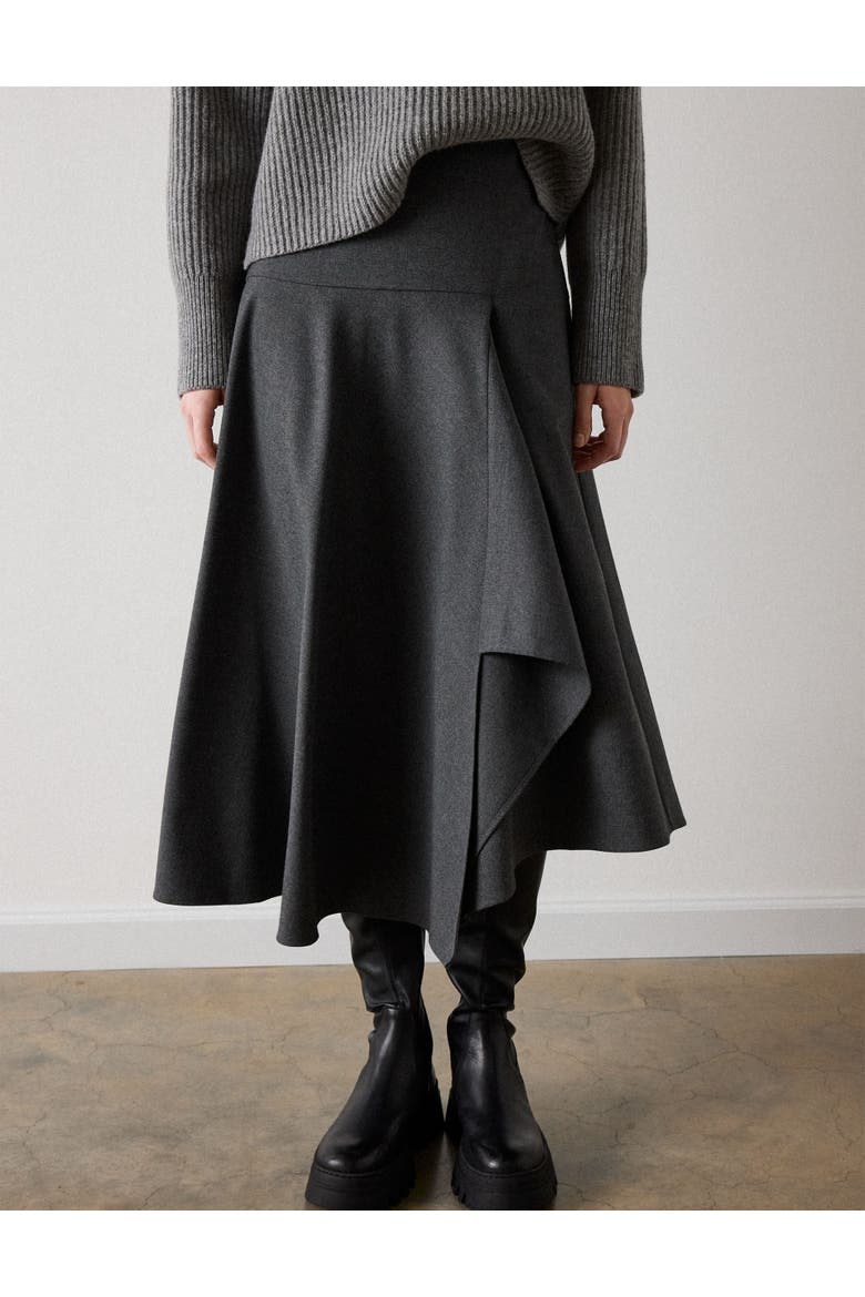 Draped Asymmetric Midi Skirt, Main, color, Grey