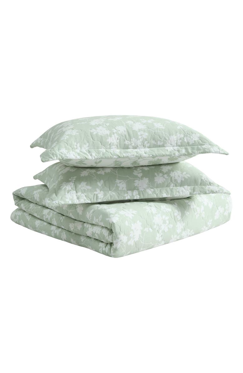 Laura Ashley Adorabelle 3-Piece King Quilt & Sham Set, Main, color, Green