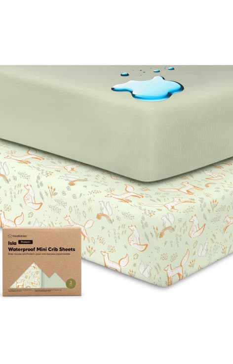 2-Pack Isla [Protect+] Waterproof Mini Crib Sheets