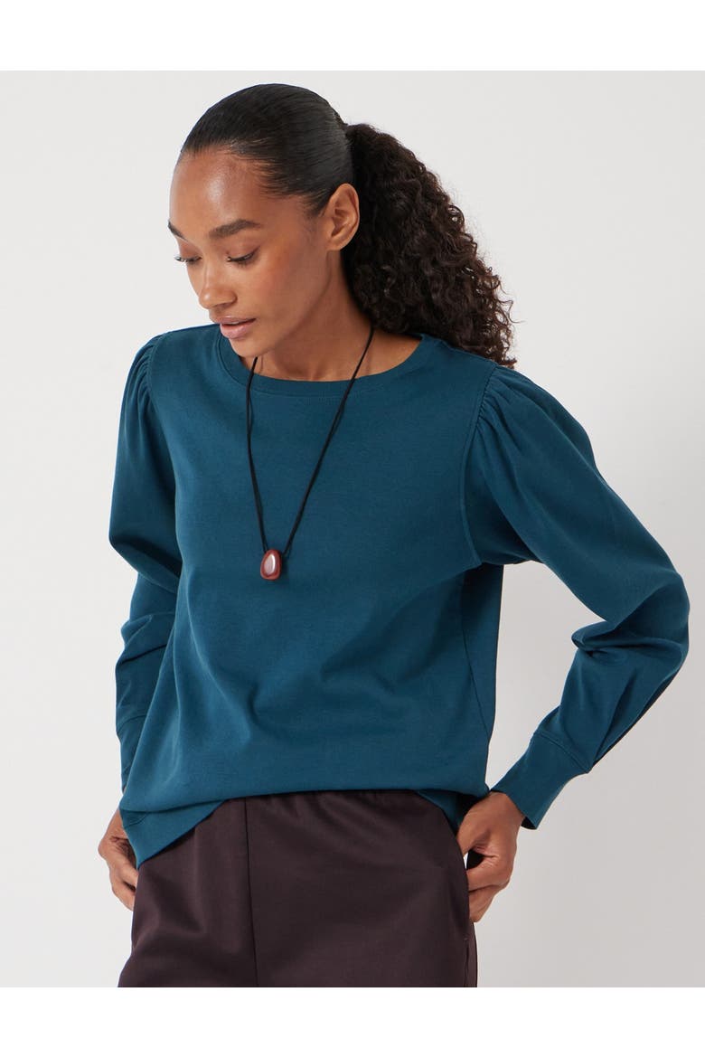 Emily Puff Sleeve Cotton Jersey Top, Main, color, Deep Teal