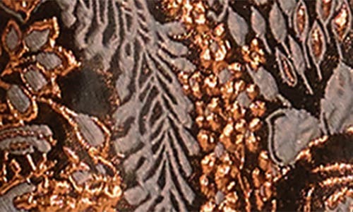 Dress The Population Christina Metallic Floral Jacquard Plunge Halter Neck Gown In Brown