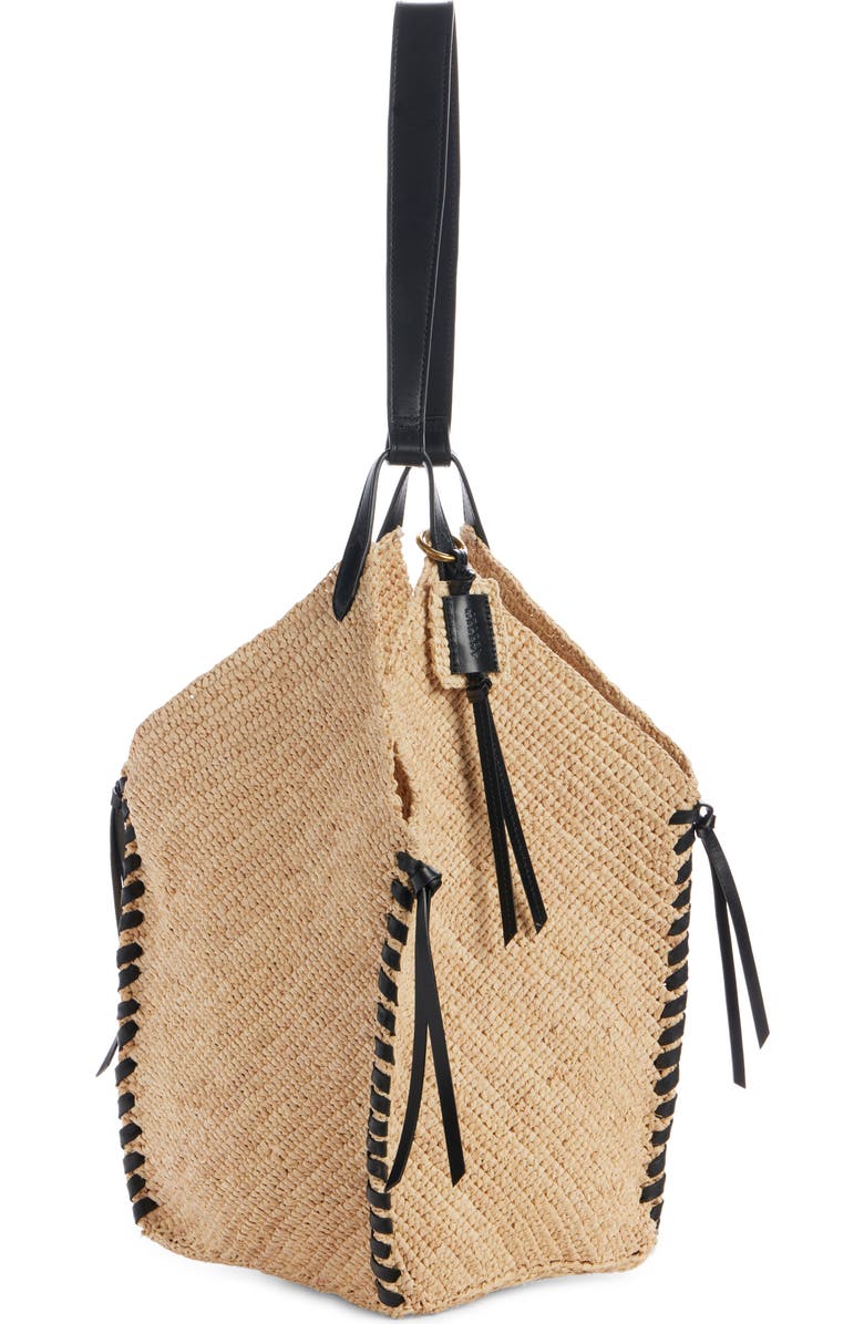 Isabel Marant Tampa Woven Raffia Tote, Alternate, color, Natural/ Black