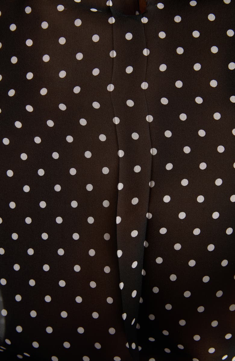 TOM FORD Polka Dot Scarf Neck Silk Chiffon Top, Alternate, color, Black/ Off White