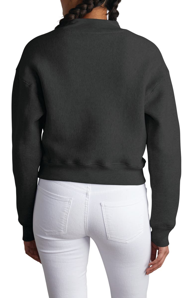 Champion Mock Neck Reverse Panel Crop Sweatshirt, Alternate, color, Black