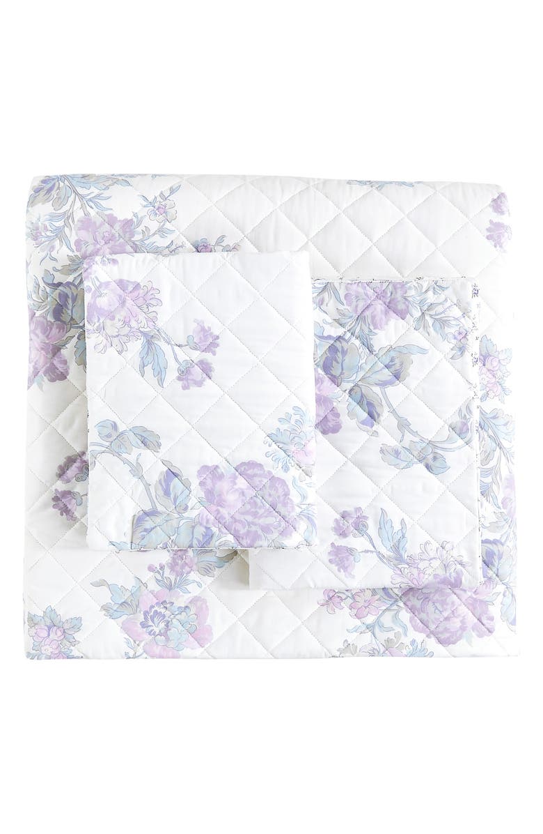 MELANGE HOME Rose Percale Cotton Quilt & Shams Set, Main, color, Violet