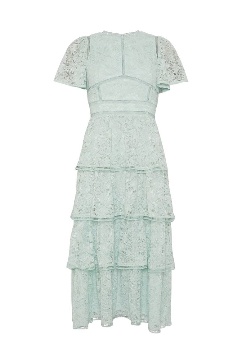 Flutter Sleeve Tiered Lace Dress, Alternate, color, Sage