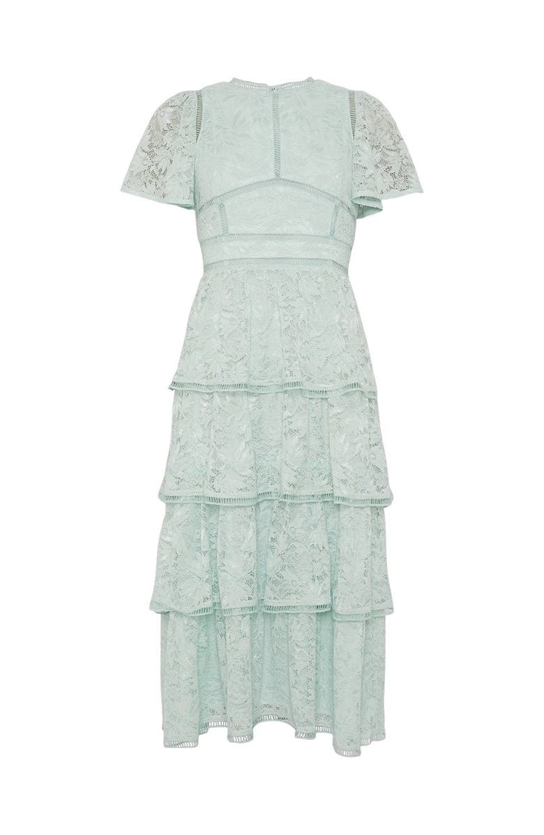 Coast Tiered Lace Dress With Flutter Sleeve, Alternate, color, Sage