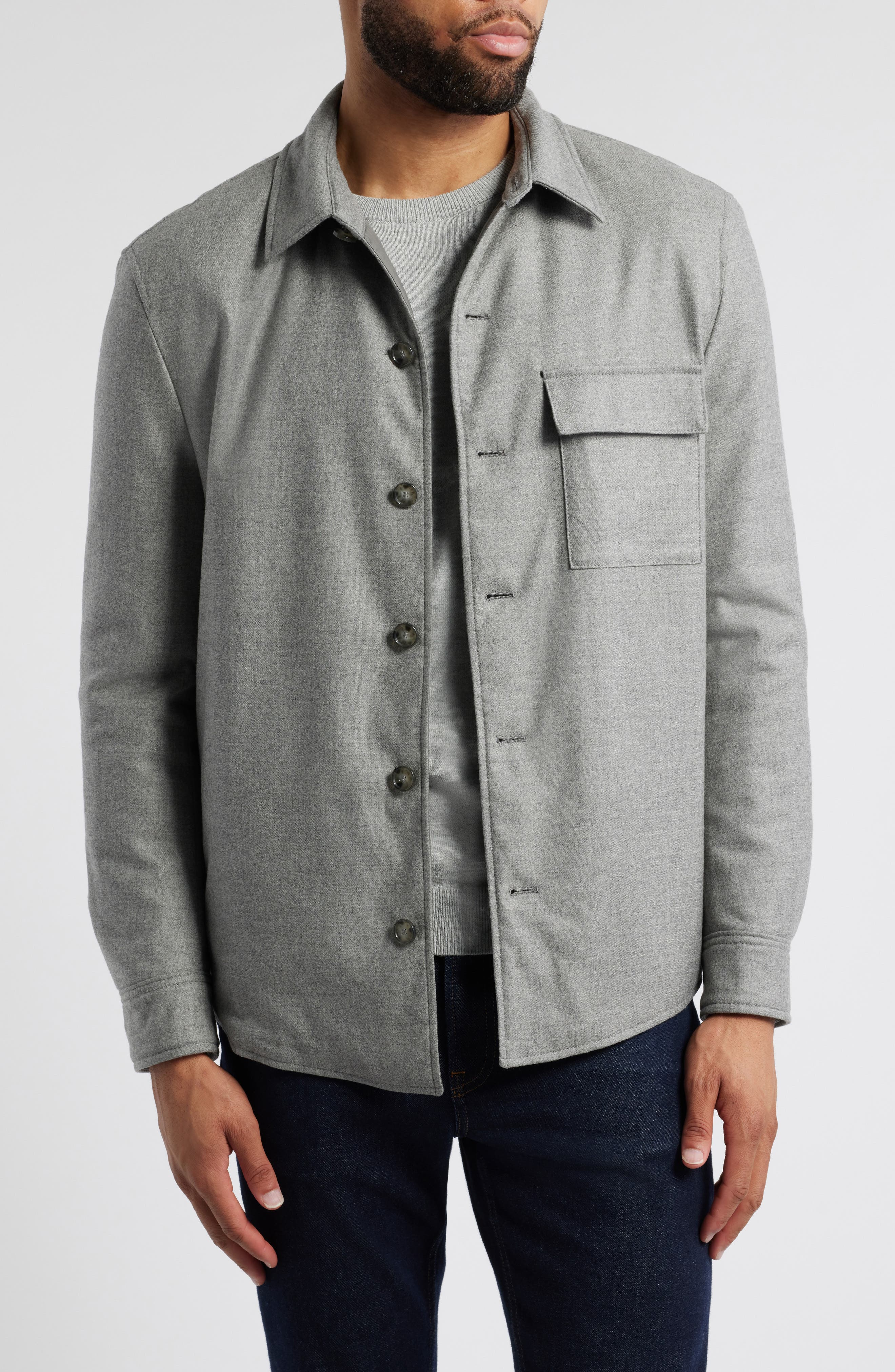 BOSS Camel Corvin Inpad Virgin Wool Blend Overshirt
