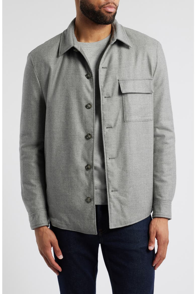Corvin Inpad Virgin Wool Blend Overshirt, Main, color, OPEN GY