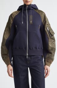 Sacai Sponge Sweat x Nylon Twill Full Zip Hoodie
