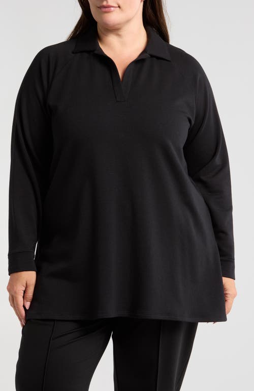Eileen Fisher Raglan-sleeve Brushed Terry Top In Black