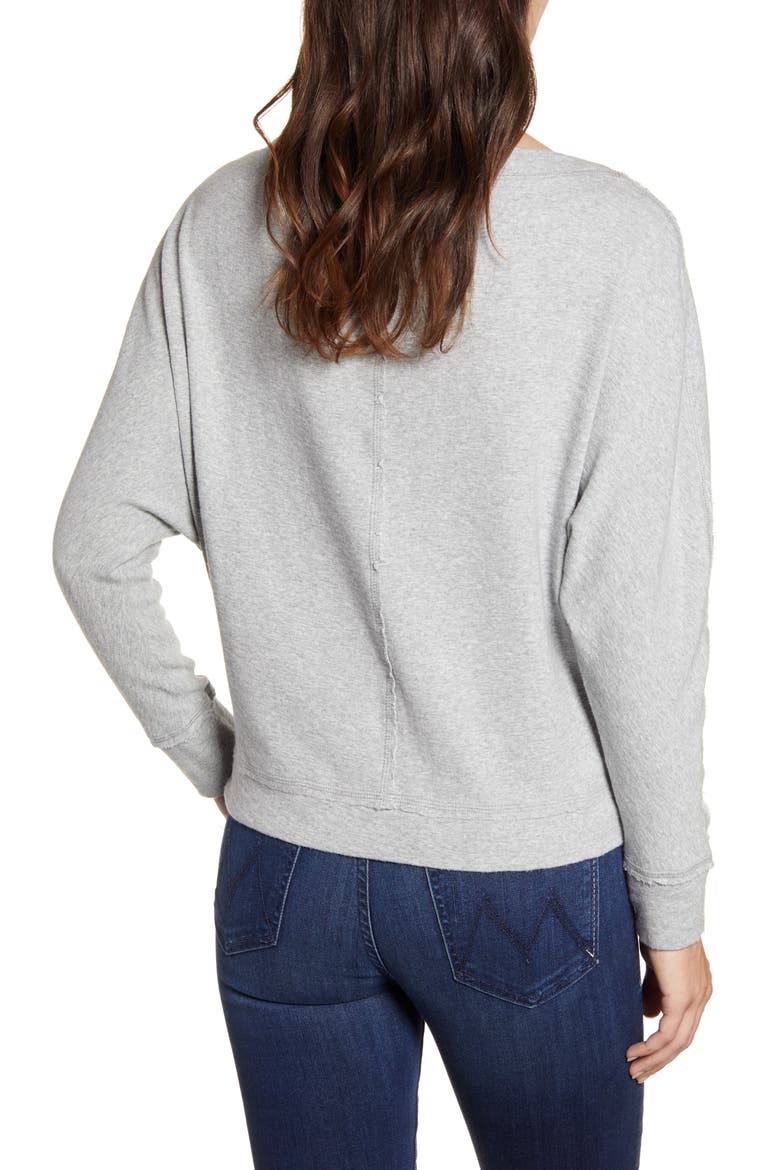Bateau Neck Exposed Seam Cotton Blend Top, Alternate, color, GREY HEATHER