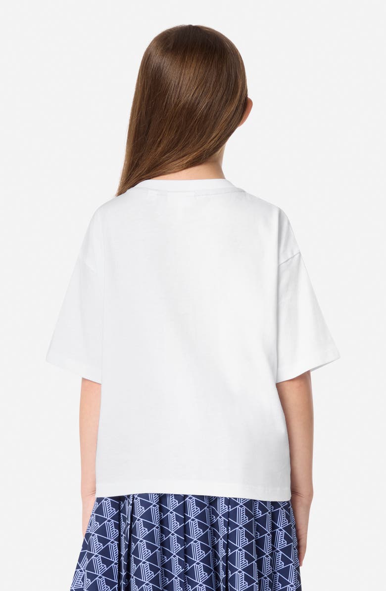 Lacoste Kids' Monogram Organic Cotton Graphic T-Shirt, Alternate, color, Blanc