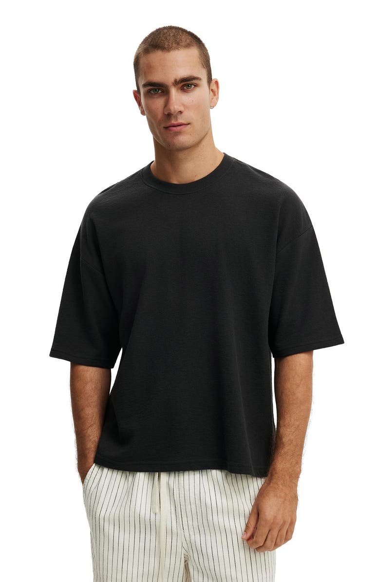 Cotton On Men's Cropped Fit T-Shirt, Main, color, Washed Black Terry