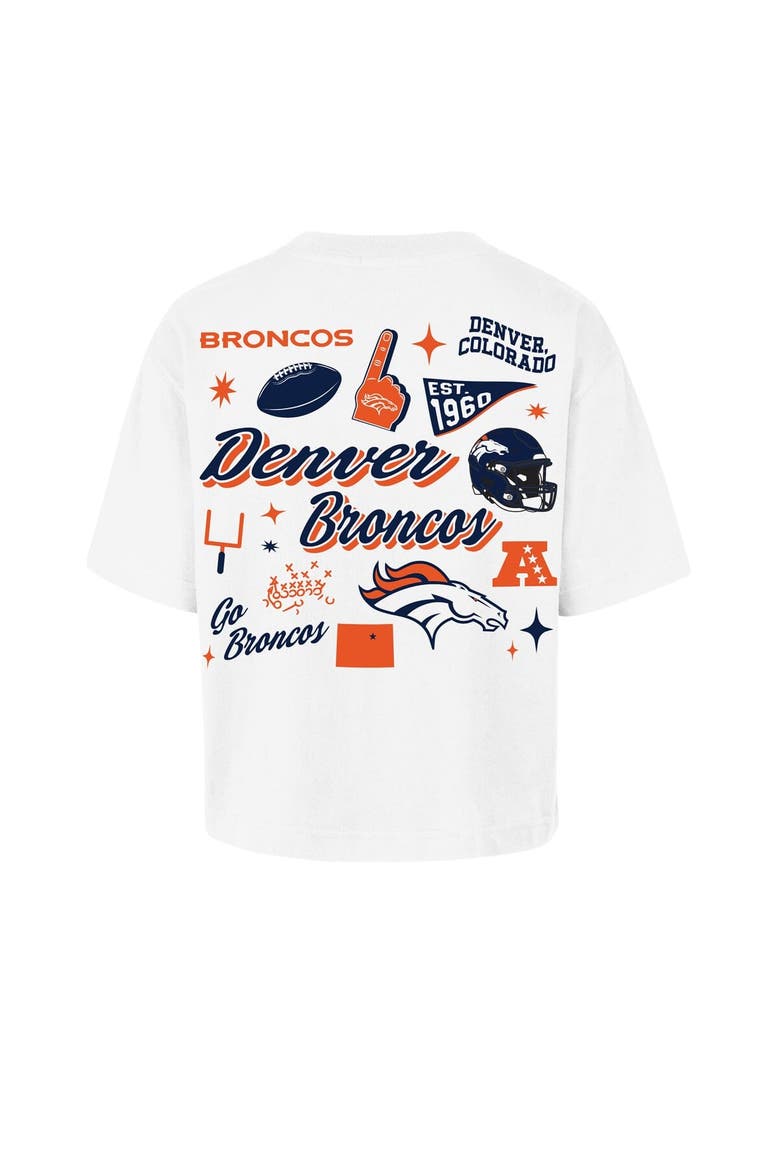 Women's '47 White Denver Broncos Collage Script Reed City T-Shirt, Alternate, color, White