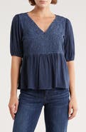 Lucky Brand Embroidered Peplum Top