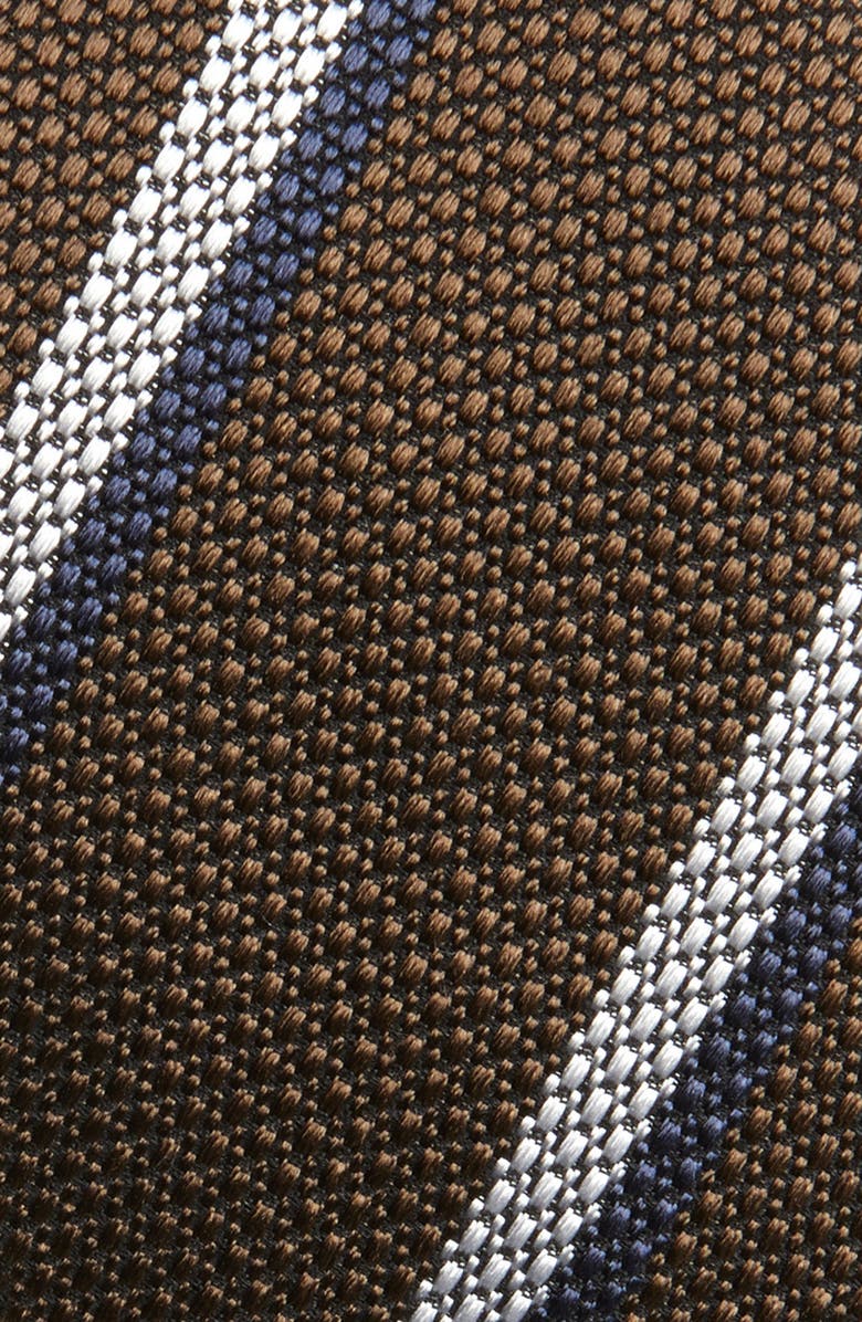 Thom Browne Classic Shadow Stripe Silk Tie, Alternate, color, Brown