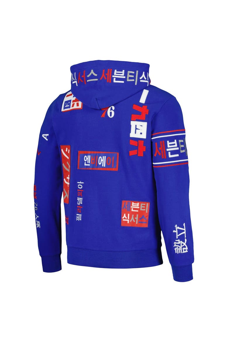Unisex FISLL Royal Philadelphia 76ers Multi-Language Pullover Hoodie, Alternate, color, Royal