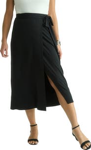 Jessica London Faux Wrap Midi Skirt