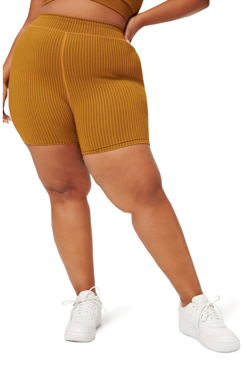 Seamless Rib Bike Shorts, Alternate, color, BRONZE BROWN001