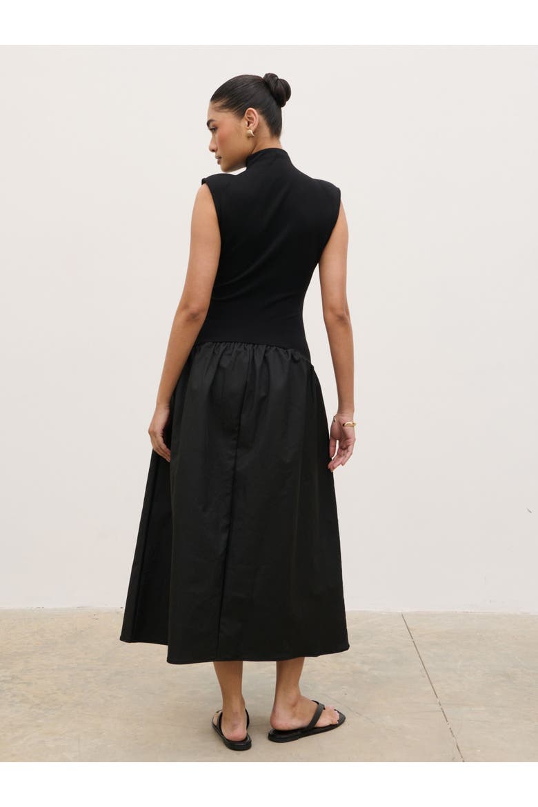 Naia Drop Waist Sleeveless Midi Dress, Alternate, color, Black