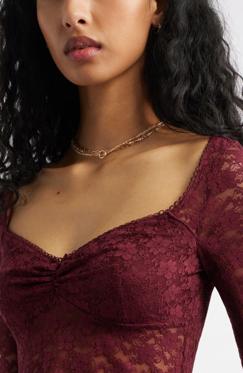 Bp. Pretty Lace Top In Burgundy