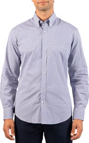 TailorByrd Gingham Stretch Cotton Button-Up Shirt