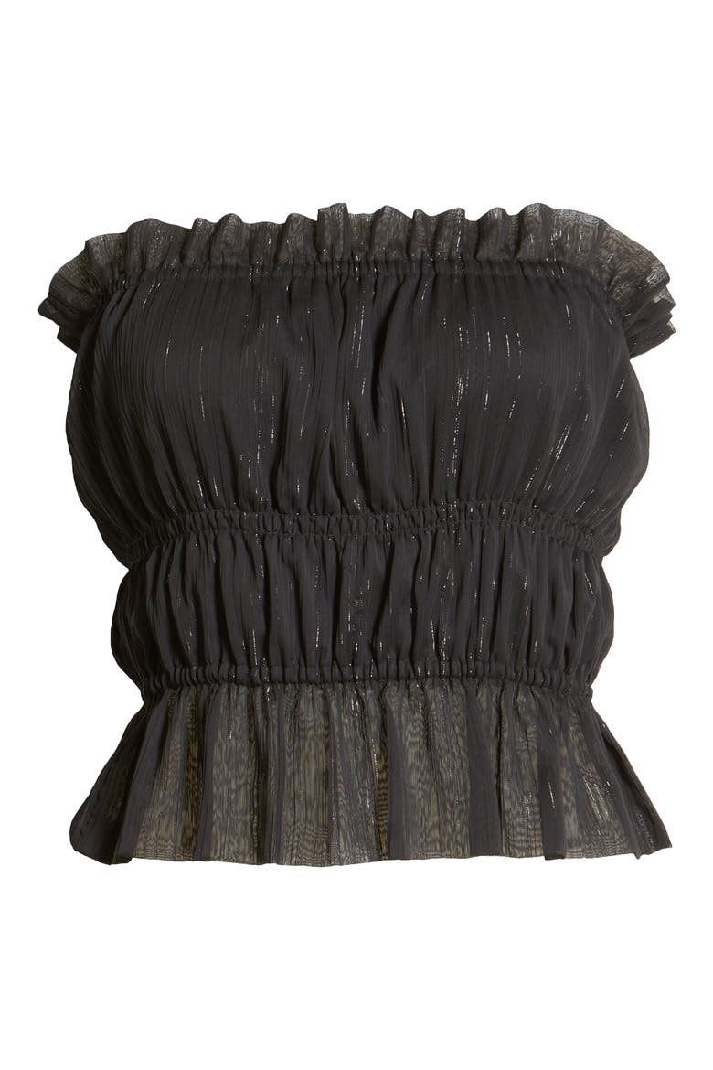 Deya Smocked Strapless Top, Alternate, color, BLACK