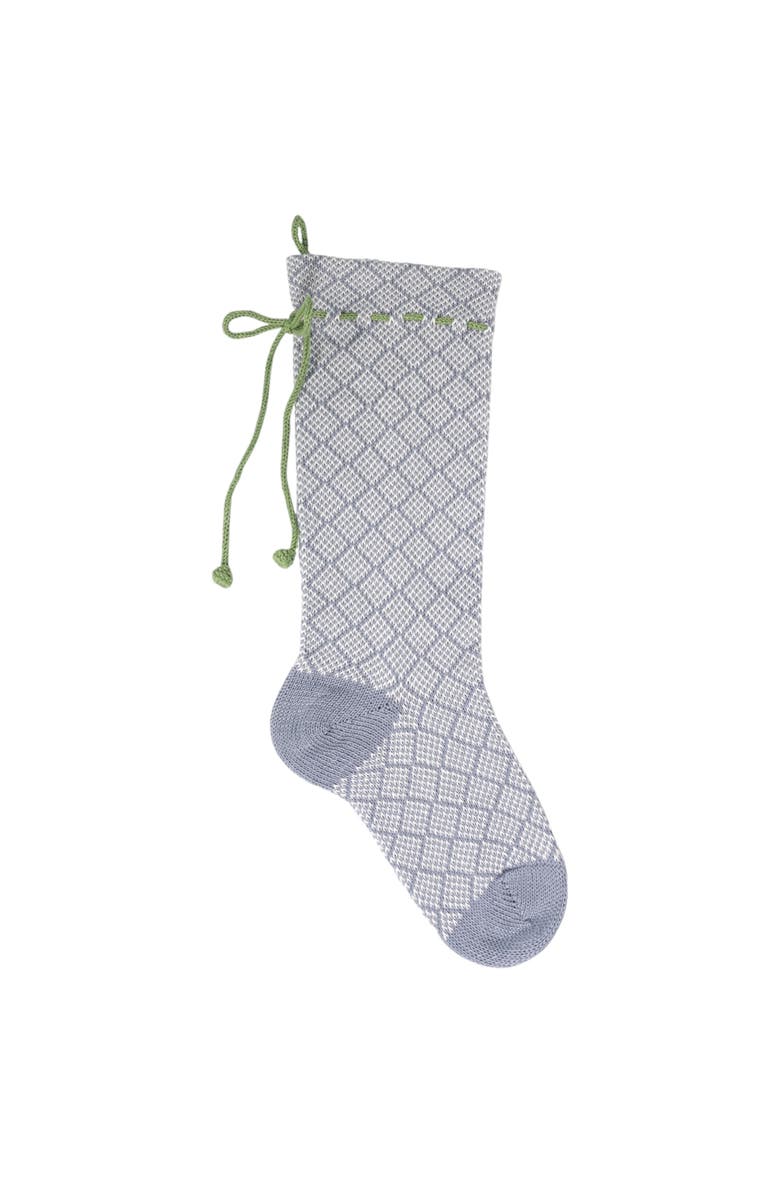 Melange Collection Grey Patterned Stocking with Green Bow, Main, color, Grey