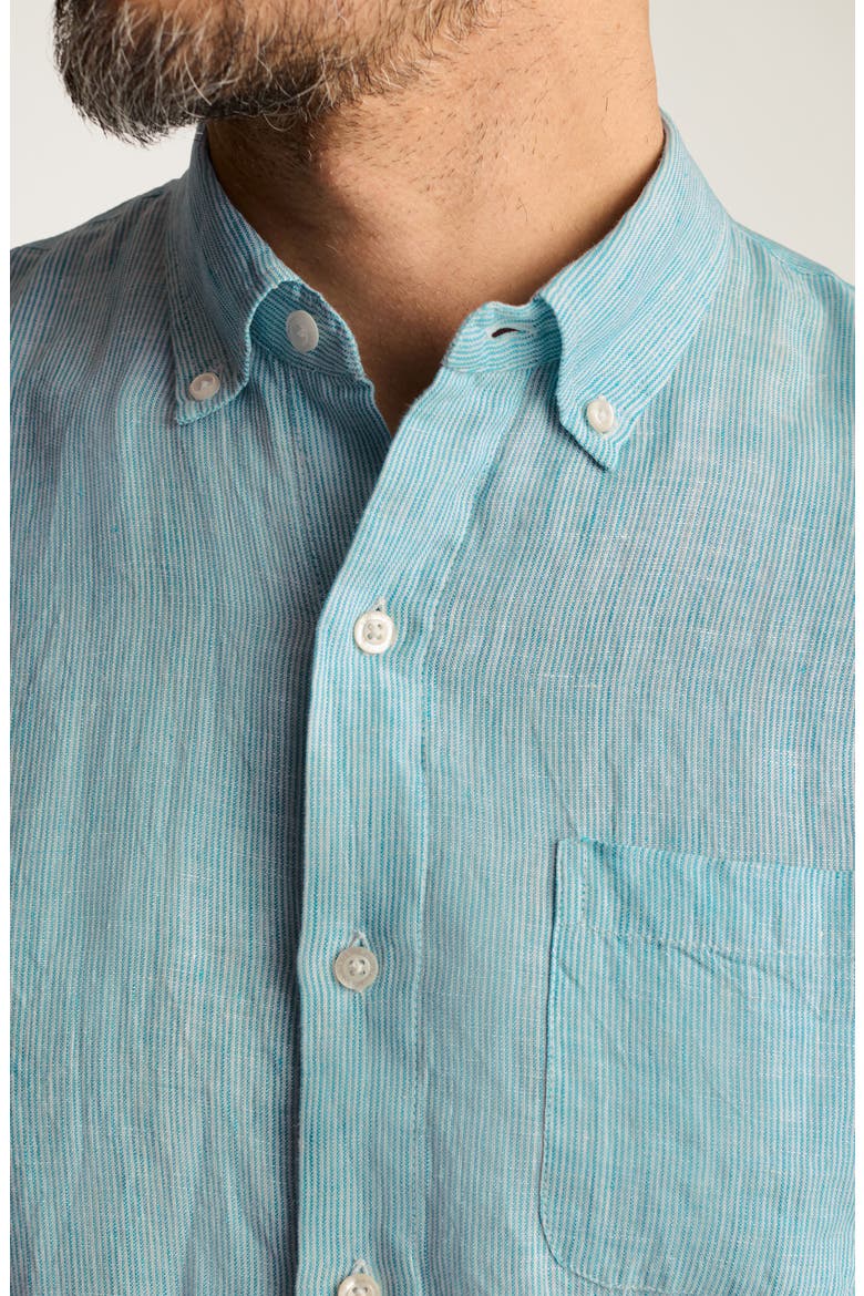 Everyday Striped Linen Shirt, Alternate, color, TEAL OXNARD STRIPE