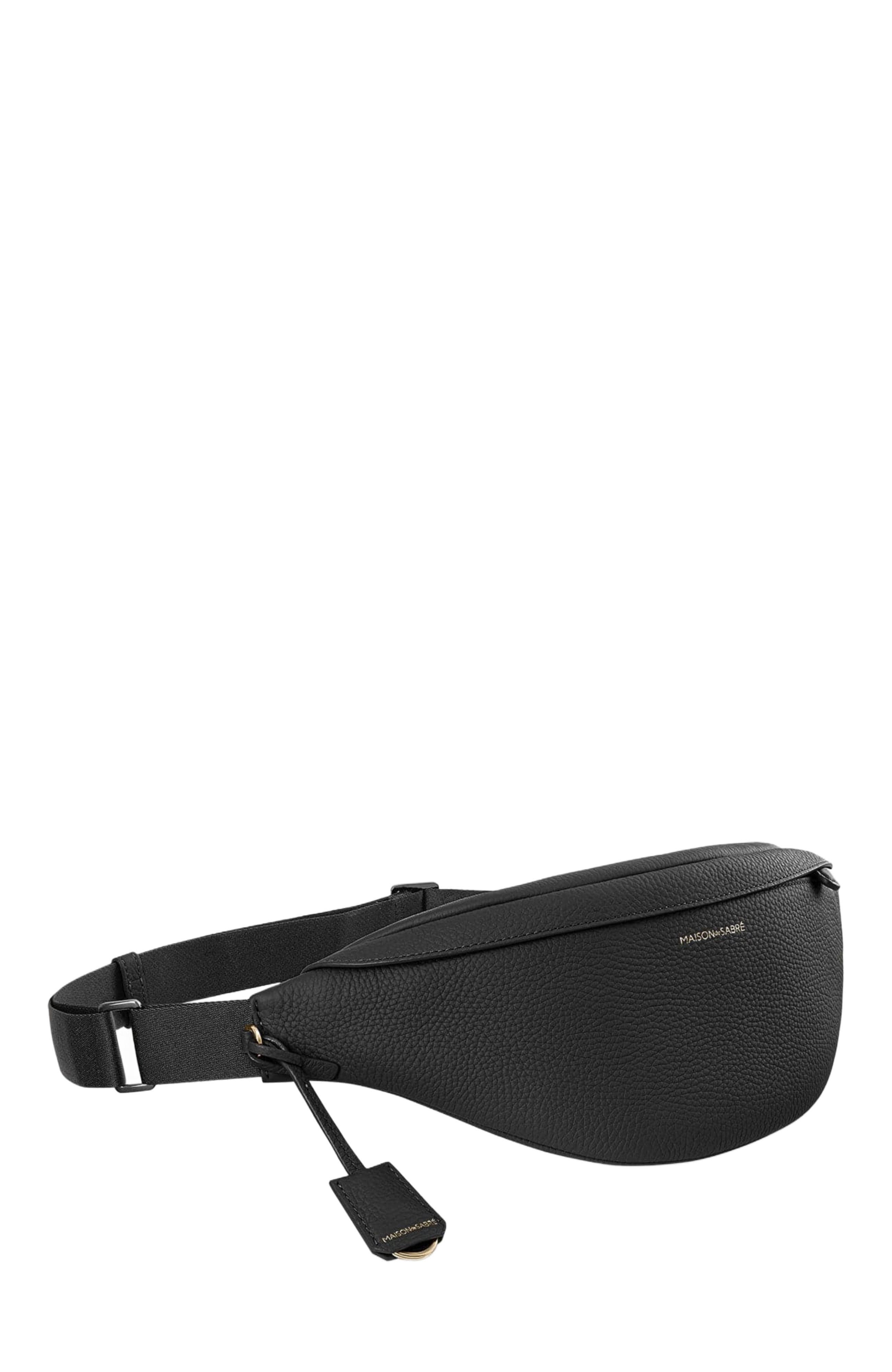 MAISON de SABRÉ Leather Sling Bag, Alternate, color, Black Caviar