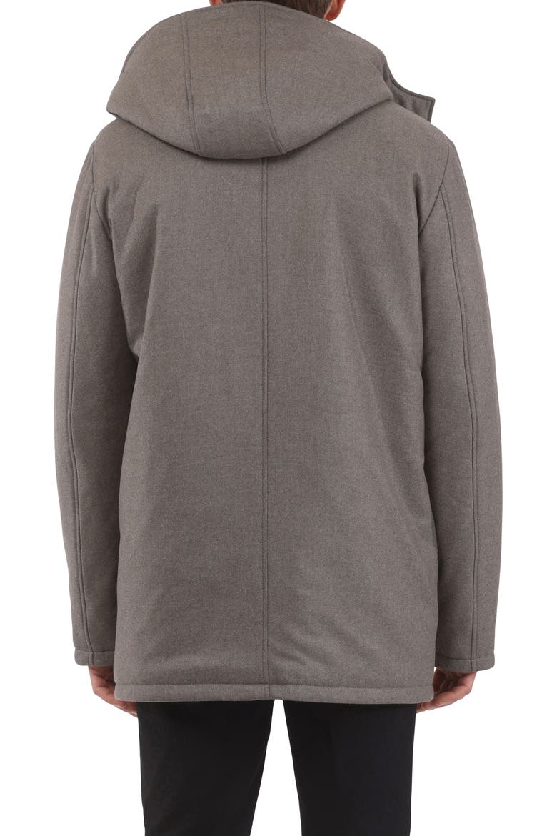 Mens Wool And Cashmere Blend Parka with Genuine Shearling Lining, Alternate, color, TAUPE/BROWN