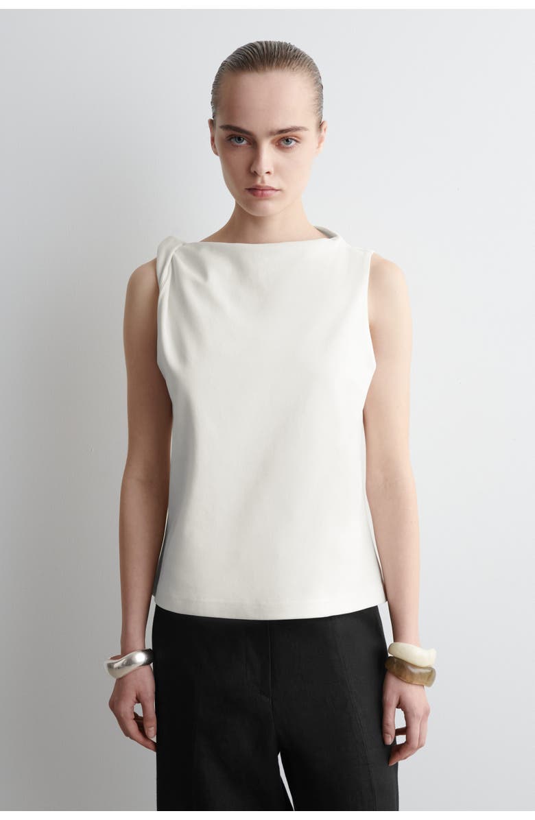 COS Twist-Detail Cotton Top, Main, color, White