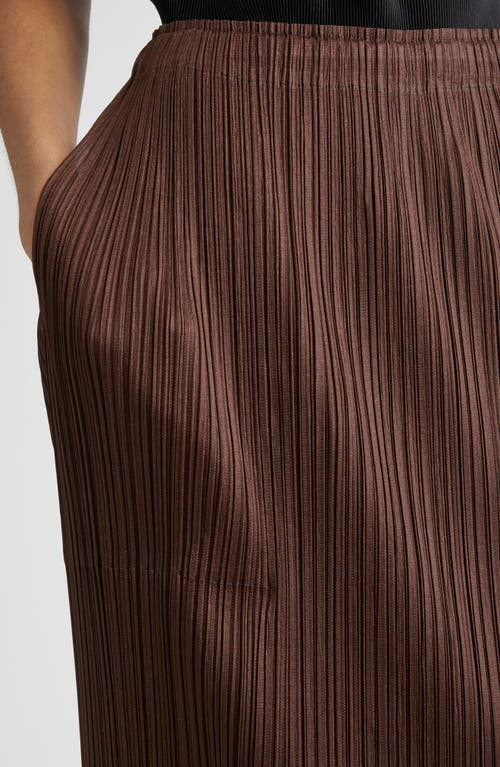 Issey Miyake Pleats Please Monthly Colors March Pleated Midi Skirt In Dark Brown