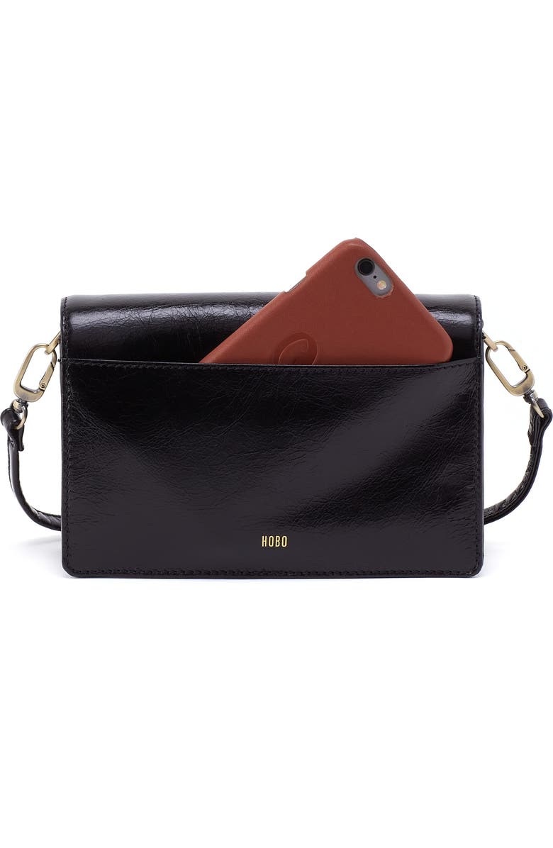 HOBO Jill Leather Phone Crossbody Bag, Alternate, color, Black