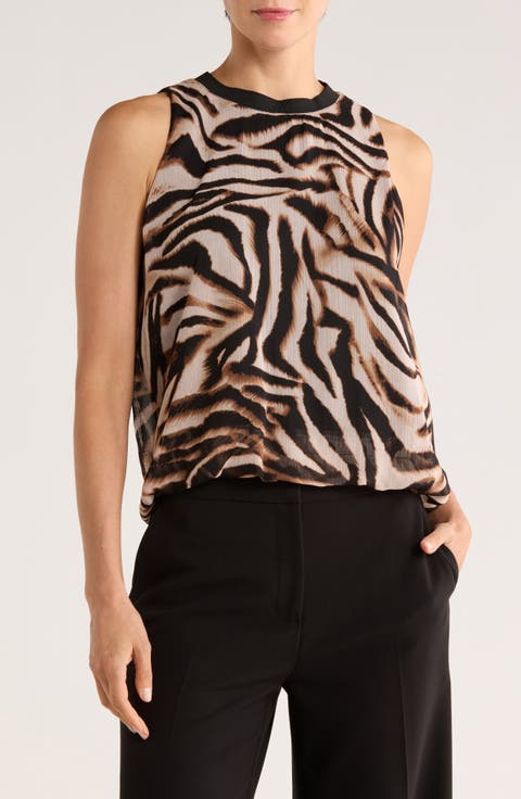 Bubble Hem Sleeveless Chiffon Top