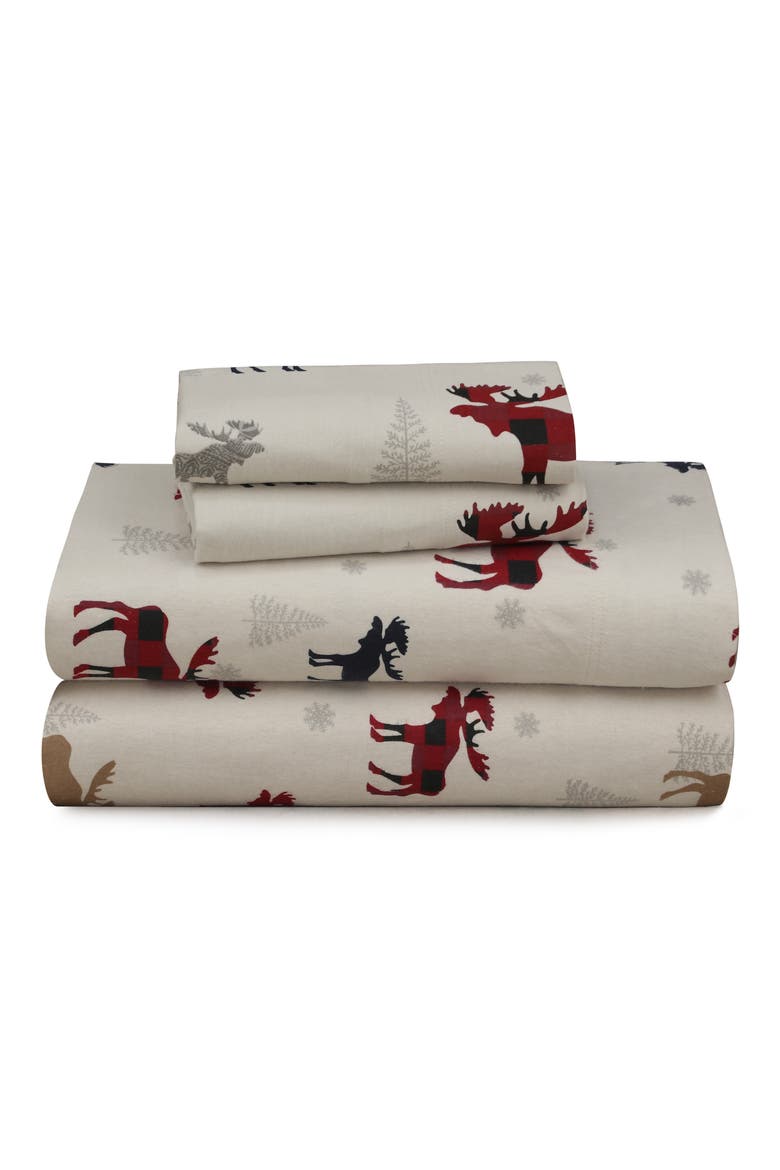 Moose Plaid Flannel Sheet Set, Main, color, MULTI