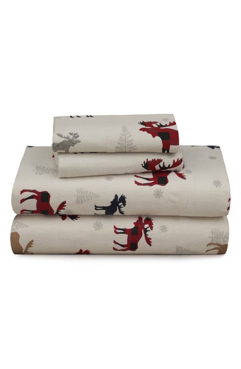 Moose Plaid Flannel Sheet Set