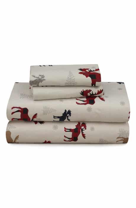 AZORES HOME Moose Plaid Flannel Sheet Set
