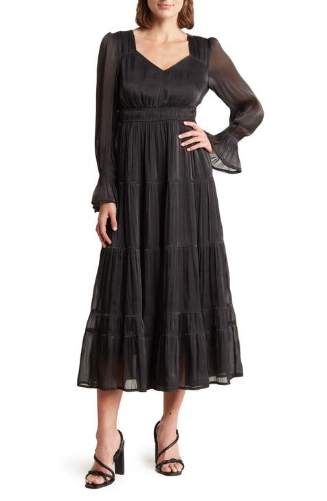 Long Sleeve Empire Waist Midi Dress