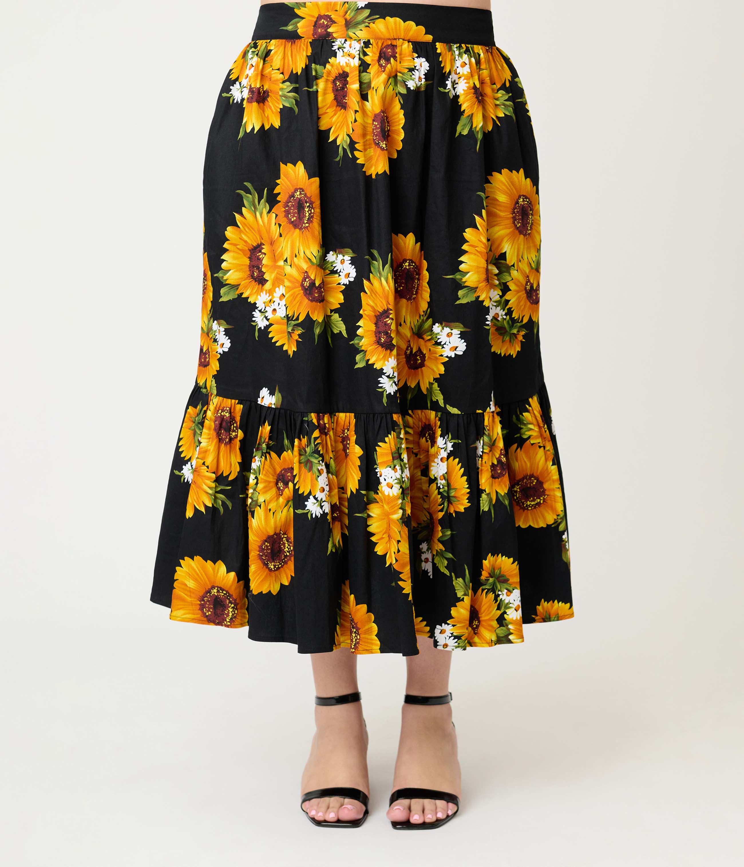 Plus Size 1950s Tiered Midi Skirt - image 2