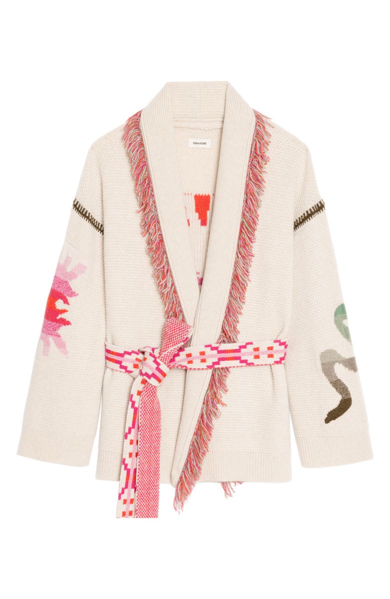 Zadig & Voltaire Alpa Wool Blend Sunset Cardigan, Alternate, color, Cream