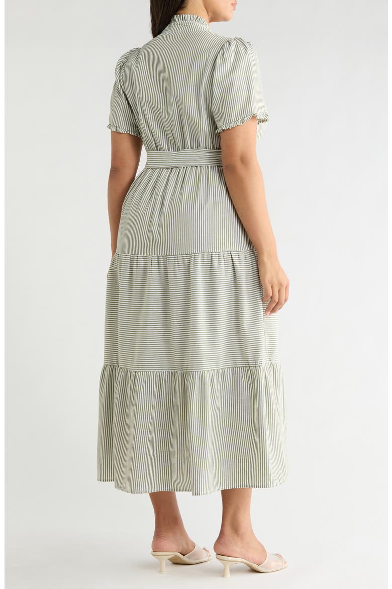 Ruffle Tie Waist Maxi Dress, Alternate, color, GREEN/ WHITE