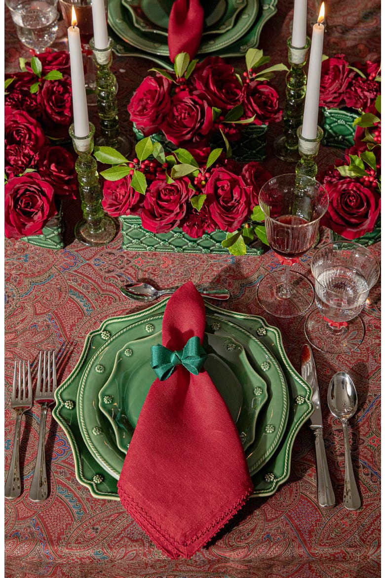 Paisley Linen Tablecloth, Alternate, color, RED