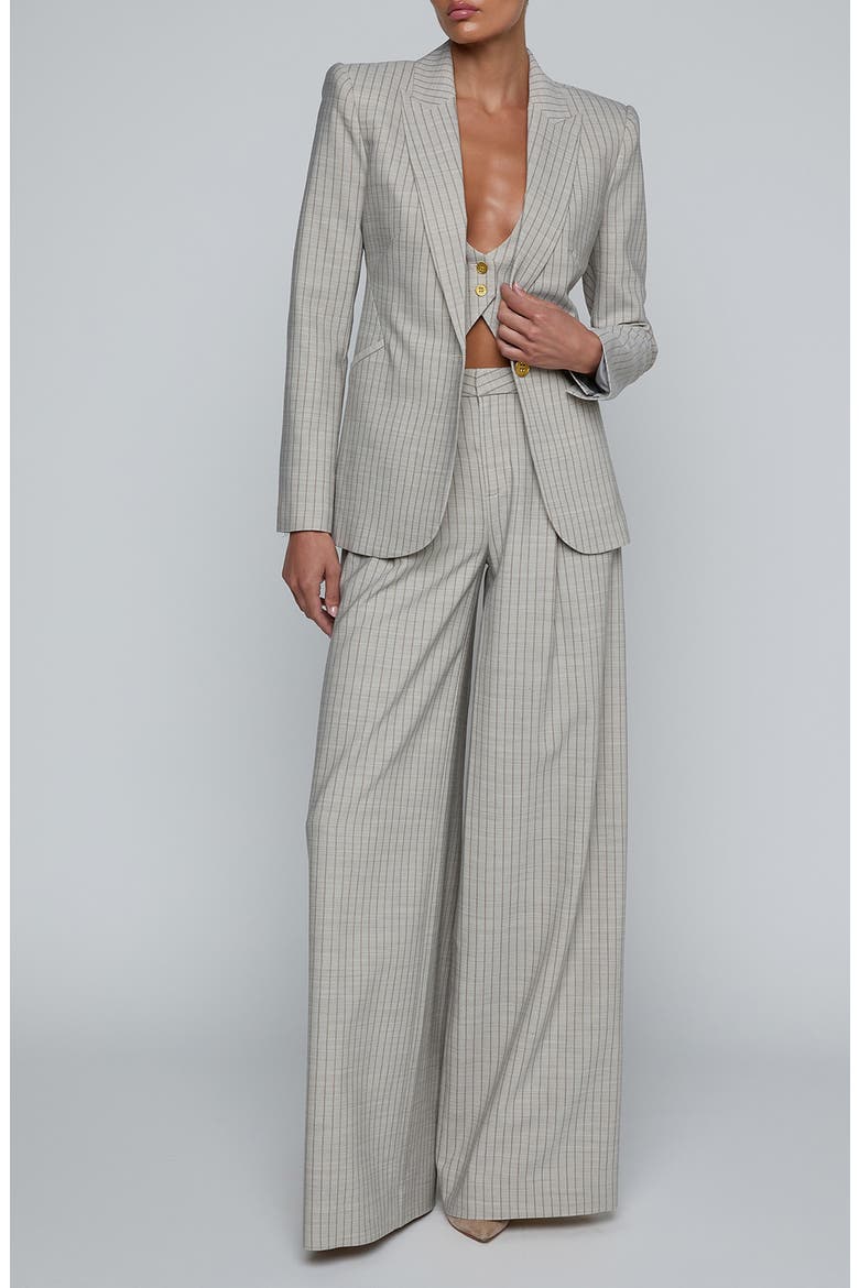 Sheila Structured Pinstripe Blazer, Alternate, color, GREY/ TAN PINSTRIPE