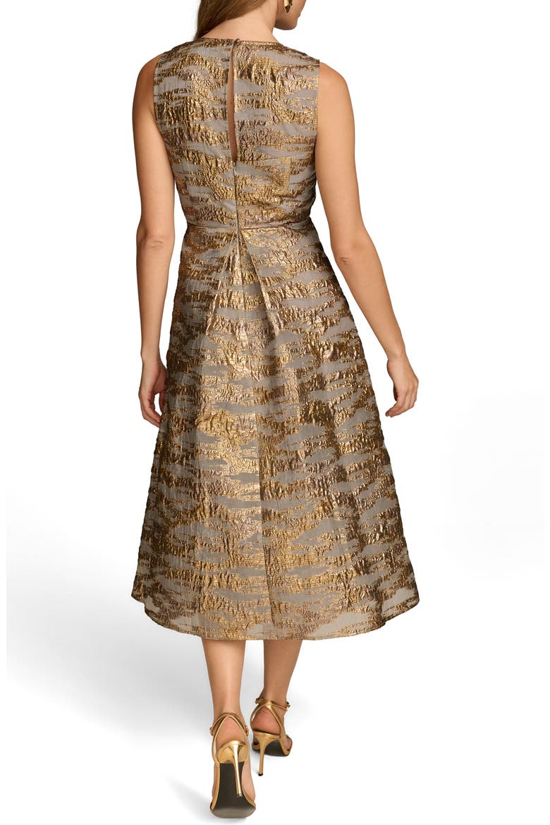 Metallic Jacquard Cocktail Midi Dress, Alternate, color, GILDED